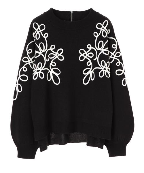Editt by YECCA VECCA（エディットバイイェッカヴェッカ）の「Ｐ．刺しゅうニットプルオーバー（ニット/セーター・レディース・ブラック/アイボリー・FREE）」の20枚目の写真