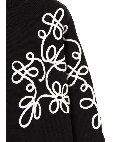 Editt by YECCA VECCA（エディットバイイェッカヴェッカ）の「Ｐ．刺しゅうニットプルオーバー（ニット/セーター・レディース・ブラック/アイボリー・FREE）」の12枚目の写真