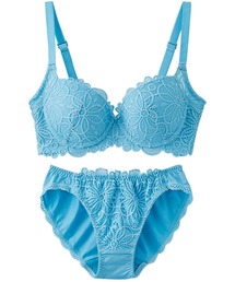 YU'NOW（ユナウ）の「【B～Iカップ/全16色/推し活応援】レーシー脇高スッキリブラジャー＆ショーツセット（ブラ&ショーツ）」