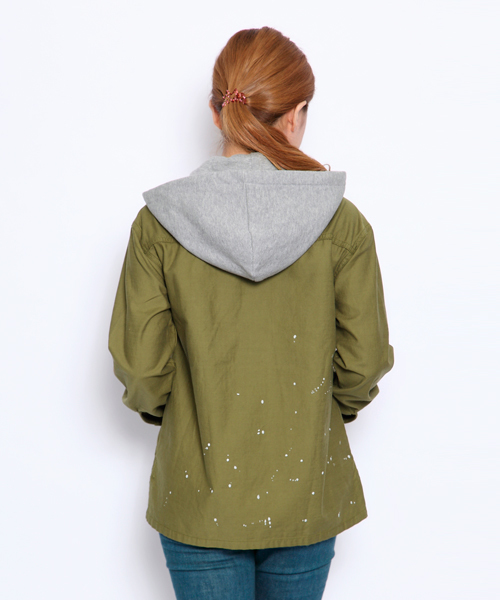 X-girl（エックスガール）の「ARMY SHIRT（シャツ/ブラウス・レディース・カモフラージュ/オリーブ/ネイビー・1/2）」の7枚目の写真