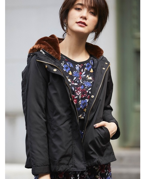 &. NOSTALGIA(アンドドットノスタルジア)の「ライナー付きファーマウンテンパーカー(マウンテンパーカー・レディース・ブラック/カーキ・FREE)」の2枚目の写真