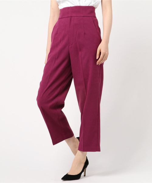 STYLEBLOCK（スタイルブロック）の「ツイルピーチハイウエストタックパンツ（その他パンツ・レディース・キャメル/パープル/グリーン・M）」の3枚目の写真
