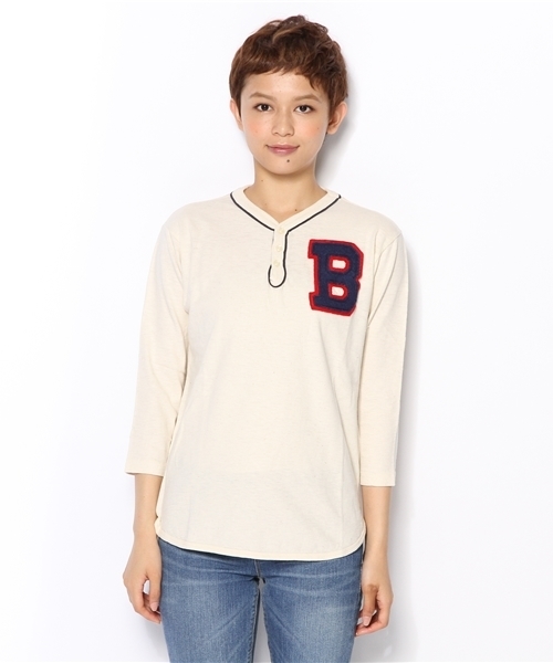 BEAMS BOY(ビームスボーイ)の「□CHESWICK / Baseball ヘンリー7分袖(Tシャツ/カットソー・レディース・ナチュラル/グレー・ONE SIZE)」の3枚目の写真