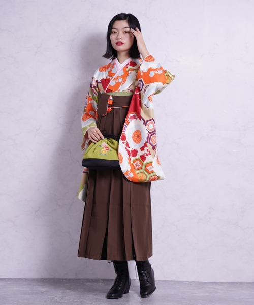 Utatane ウタタネ の 袴セット 紫とオレンジの菊亀甲 着物 Wear