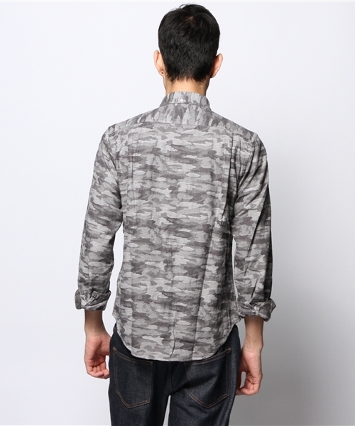 JOURNAL STANDARD（ジャーナルスタンダード）の「●カモフラージュジャガードオーバーダイボタンダウンシャツ（シャツ/ブラウス・メンズ・ネイビー/カーキ/グレー・MEDIUM/LARGE）」の6枚目の写真