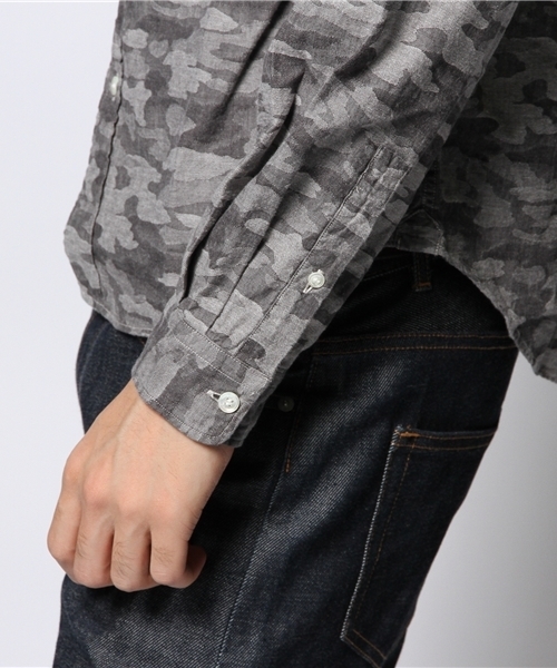 JOURNAL STANDARD（ジャーナルスタンダード）の「●カモフラージュジャガードオーバーダイボタンダウンシャツ（シャツ/ブラウス・メンズ・ネイビー/カーキ/グレー・MEDIUM/LARGE）」の8枚目の写真