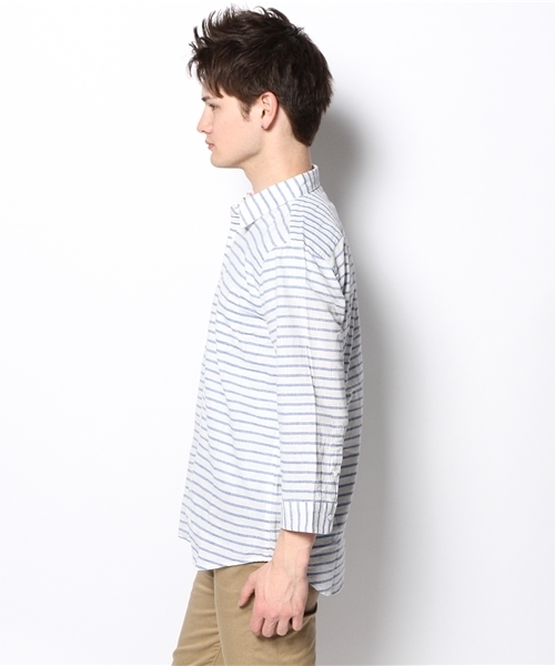 WEGO（ウィゴー）の「WEGO/総柄コットンリネン7分袖シャツ（シャツ/ブラウス・メンズ・ホワイト/ブルー/ブルー系その他/レッド系その他・MEDIUM/LARGE）」の6枚目の写真