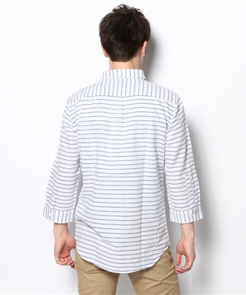 WEGO（ウィゴー）の「WEGO/総柄コットンリネン7分袖シャツ（シャツ/ブラウス・メンズ・ホワイト/ブルー/ブルー系その他/レッド系その他・MEDIUM/LARGE）」の7枚目の写真