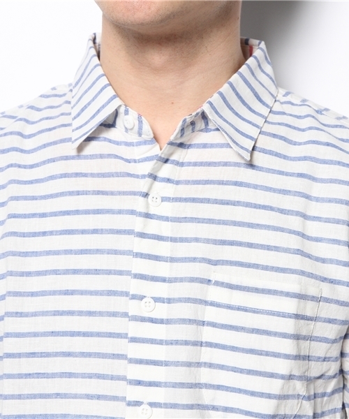 WEGO（ウィゴー）の「WEGO/総柄コットンリネン7分袖シャツ（シャツ/ブラウス・メンズ・ホワイト/ブルー/ブルー系その他/レッド系その他・MEDIUM/LARGE）」の10枚目の写真