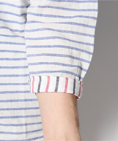 WEGO（ウィゴー）の「WEGO/総柄コットンリネン7分袖シャツ（シャツ/ブラウス・メンズ・ホワイト/ブルー/ブルー系その他/レッド系その他・MEDIUM/LARGE）」の14枚目の写真