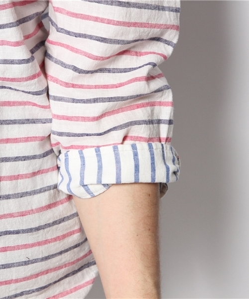 WEGO（ウィゴー）の「WEGO/総柄コットンリネン7分袖シャツ（シャツ/ブラウス・メンズ・ホワイト/ブルー/ブルー系その他/レッド系その他・MEDIUM/LARGE）」の15枚目の写真