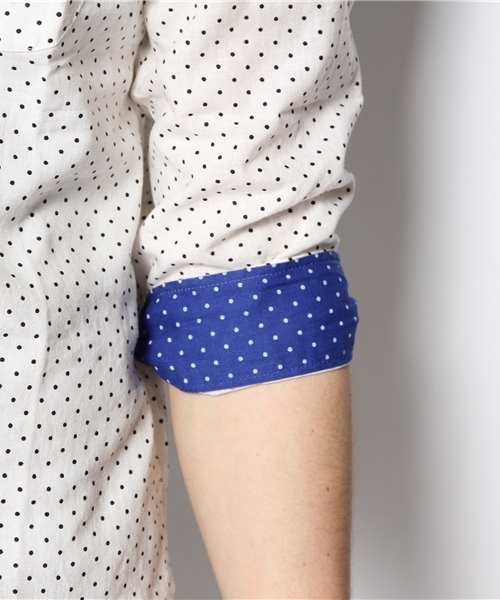 WEGO（ウィゴー）の「WEGO/総柄コットンリネン7分袖シャツ（シャツ/ブラウス・メンズ・ホワイト/ブルー/ブルー系その他/レッド系その他・MEDIUM/LARGE）」の8枚目の写真