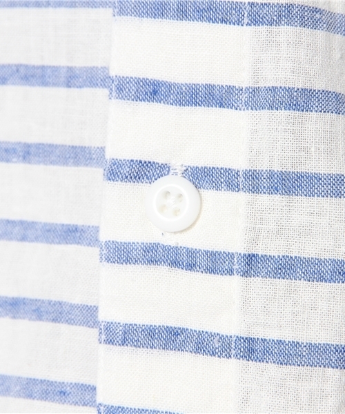 WEGO（ウィゴー）の「WEGO/総柄コットンリネン7分袖シャツ（シャツ/ブラウス・メンズ・ホワイト/ブルー/ブルー系その他/レッド系その他・MEDIUM/LARGE）」の9枚目の写真