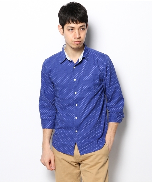 WEGO（ウィゴー）の「WEGO/総柄コットンリネン7分袖シャツ（シャツ/ブラウス・メンズ・ホワイト/ブルー/ブルー系その他/レッド系その他・MEDIUM/LARGE）」の17枚目の写真