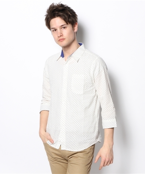 WEGO（ウィゴー）の「WEGO/総柄コットンリネン7分袖シャツ（シャツ/ブラウス・メンズ・ホワイト/ブルー/ブルー系その他/レッド系その他・MEDIUM/LARGE）」の19枚目の写真