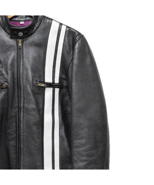 カ*ミ様 ホワイトレザー スカルプリントジャケット TF-RJ02 サイズ40 カ*ミ様 ホワイトレザー スカルプリントジャケット TF-RJ02 サイズ40