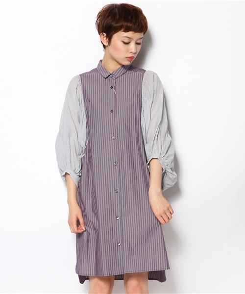 And A（アンドエー）の「アームギャザーワンピース（ワンピース・レディース・ブルー/ネイビー・FREE）」の3枚目の写真