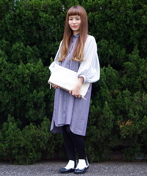 And A（アンドエー）の「アームギャザーワンピース（ワンピース・レディース・ブルー/ネイビー・FREE）」の4枚目の写真