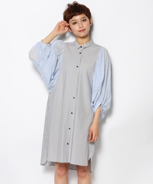 And A（アンドエー）の「アームギャザーワンピース（ワンピース・レディース・ブルー/ネイビー・FREE）」の6枚目の写真