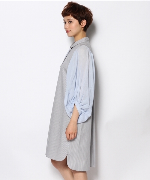 And A（アンドエー）の「アームギャザーワンピース（ワンピース・レディース・ブルー/ネイビー・FREE）」の8枚目の写真