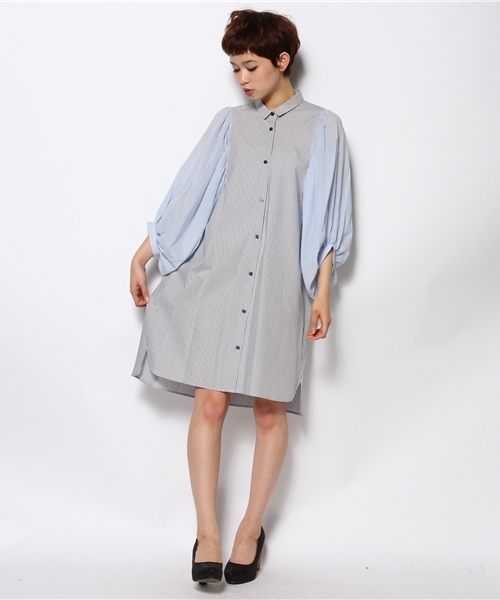 And A（アンドエー）の「アームギャザーワンピース（ワンピース・レディース・ブルー/ネイビー・FREE）」の16枚目の写真