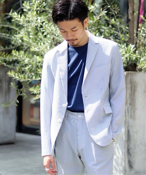 417 EDIFICE（フォーワンセブンエディフィス）の「ストレッチサッカー スペシャル セットアップ（テーラードジャケット・メンズ・ブラック/ネイビー/ダークブルー・SMALL/MEDIUM/LARGE）」の3枚目の写真