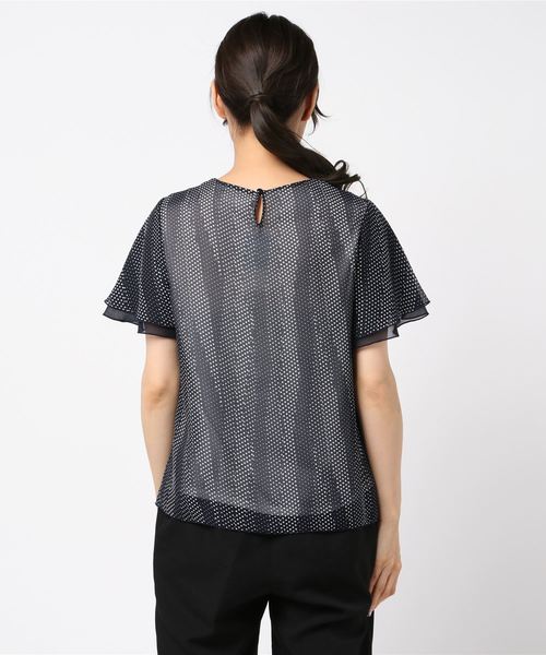 A/C DESIGN BY ALPHA CUBIC（エーシーデザインバイアルファキュービック）の「【WASHABLEシリーズ】ドットプリントブラウス（シャツ/ブラウス・レディース・オフホワイト/ベージュ/ネイビー/ブラック・11号/9号）」の5枚目の写真