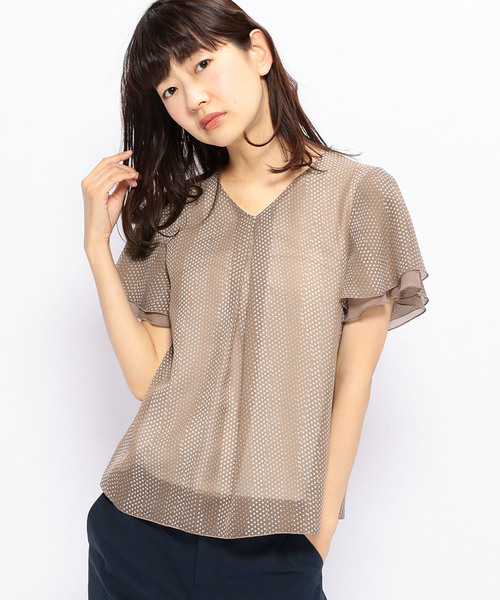 A/C DESIGN BY ALPHA CUBIC（エーシーデザインバイアルファキュービック）の「【WASHABLEシリーズ】ドットプリントブラウス（シャツ/ブラウス・レディース・オフホワイト/ベージュ/ネイビー/ブラック・11号/9号）」の4枚目の写真