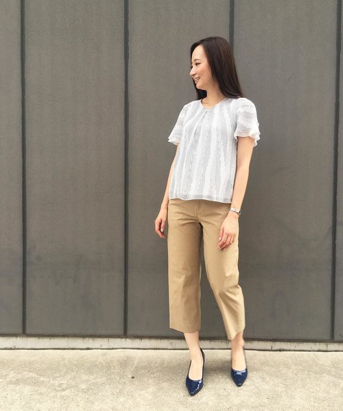 A/C DESIGN BY ALPHA CUBIC（エーシーデザインバイアルファキュービック）の「【WASHABLEシリーズ】ドットプリントブラウス（シャツ/ブラウス・レディース・オフホワイト/ベージュ/ネイビー/ブラック・11号/9号）」の13枚目の写真