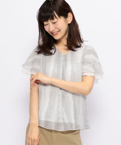 A/C DESIGN BY ALPHA CUBIC（エーシーデザインバイアルファキュービック）の「【WASHABLEシリーズ】ドットプリントブラウス（シャツ/ブラウス・レディース・オフホワイト/ベージュ/ネイビー/ブラック・11号/9号）」の19枚目の写真