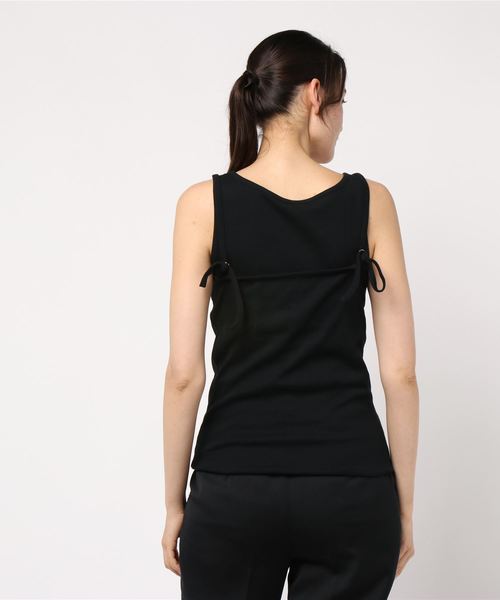 DouDou（ドゥドゥ）の「重ね着風キャミタンク（Tシャツ/カットソー・レディース・ブラック/ブラウン/オフホワイト/グレイッシュベージュ・FREE）」の6枚目の写真