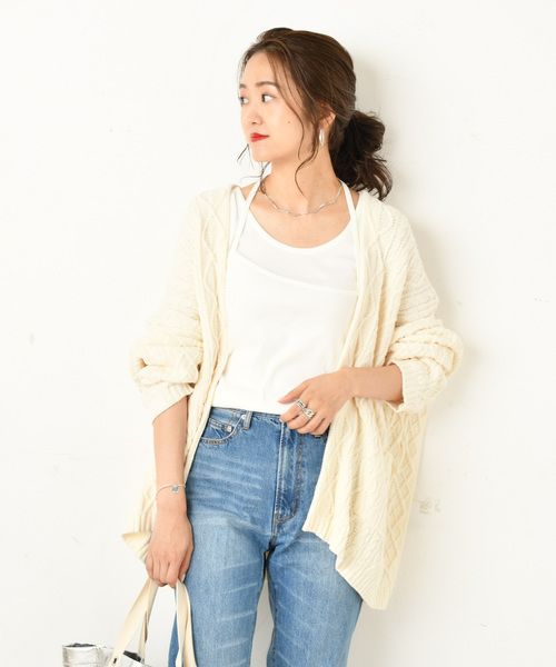 DouDou（ドゥドゥ）の「重ね着風キャミタンク（Tシャツ/カットソー・レディース・ブラック/ブラウン/オフホワイト/グレイッシュベージュ・FREE）」の13枚目の写真