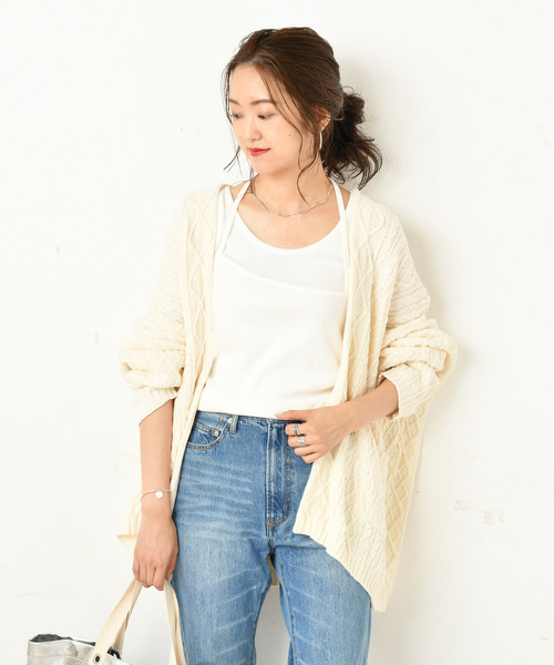 DouDou（ドゥドゥ）の「重ね着風キャミタンク（Tシャツ/カットソー・レディース・ブラック/ブラウン/オフホワイト/グレイッシュベージュ・FREE）」の14枚目の写真