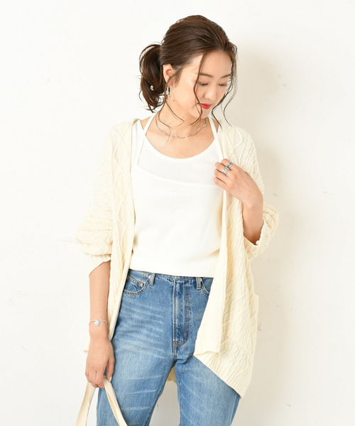 DouDou（ドゥドゥ）の「重ね着風キャミタンク（Tシャツ/カットソー・レディース・ブラック/ブラウン/オフホワイト/グレイッシュベージュ・FREE）」の15枚目の写真