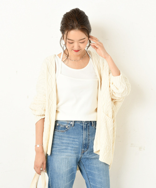 DouDou（ドゥドゥ）の「重ね着風キャミタンク（Tシャツ/カットソー・レディース・ブラック/ブラウン/オフホワイト/グレイッシュベージュ・FREE）」の16枚目の写真