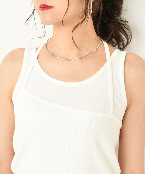 DouDou（ドゥドゥ）の「重ね着風キャミタンク（Tシャツ/カットソー・レディース・ブラック/ブラウン/オフホワイト/グレイッシュベージュ・FREE）」の11枚目の写真