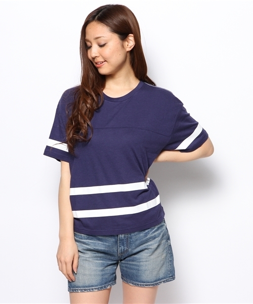 B:MING by BEAMS(ビーミングバイビームス)の「○ビーミング by ビームス / ライン入りショートプルオーバー(Tシャツ/カットソー・レディース・オフホワイト/イエロー/ネイビー・ONE SIZE)」の3枚目の写真