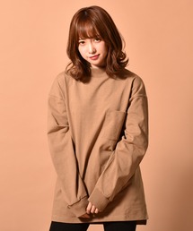 OE天竺モックネックロングスリーブTシャツ　くすみカラー