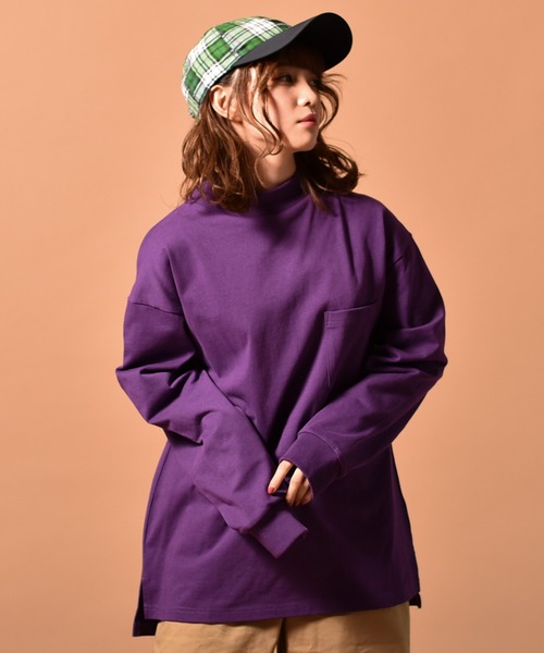 Starting Over（スターティングオーバー）の「OE天竺モックネックロングスリーブTシャツ　くすみカラー（Tシャツ/カットソー・メンズ・ブラック/ベージュ/パープル/ホワイト/テラコッタ/ライトベージュ/サックスブルー/ライトパープル/チャコール/グリーン・M/L/XL）」の9枚目の写真