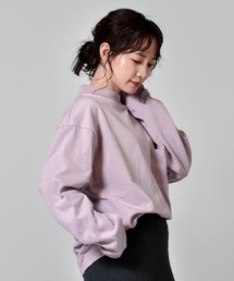 OE天竺モックネックロングスリーブTシャツ くすみカラー