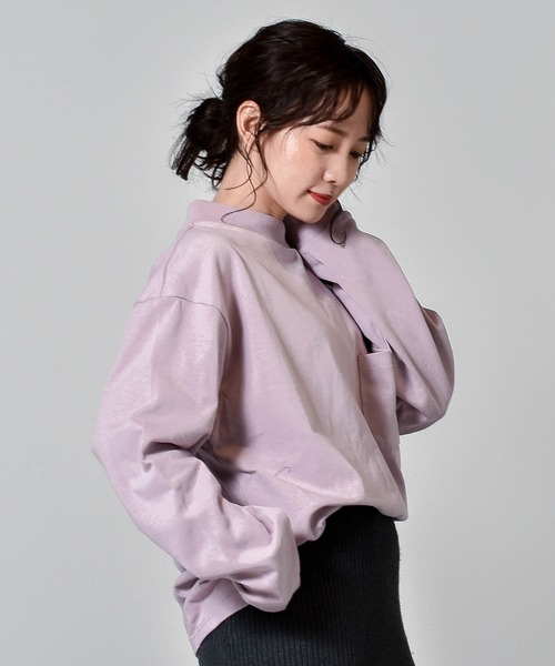 Starting Over（スターティングオーバー）の「OE天竺モックネックロングスリーブTシャツ　くすみカラー（Tシャツ/カットソー・メンズ・ブラック/ベージュ/パープル/ホワイト/テラコッタ/ライトベージュ/サックスブルー/ライトパープル/チャコール/グリーン・M/L/XL）」の10枚目の写真