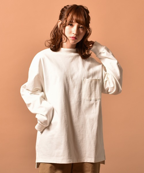 Starting Over（スターティングオーバー）の「OE天竺モックネックロングスリーブTシャツ　くすみカラー（Tシャツ/カットソー・メンズ・ブラック/ベージュ/パープル/ホワイト/テラコッタ/ライトベージュ/サックスブルー/ライトパープル/チャコール/グリーン・M/L/XL）」の2枚目の写真