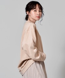 OE天竺モックネックロングスリーブTシャツ　くすみカラー