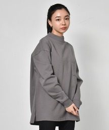 OE天竺モックネックロングスリーブTシャツ くすみカラー