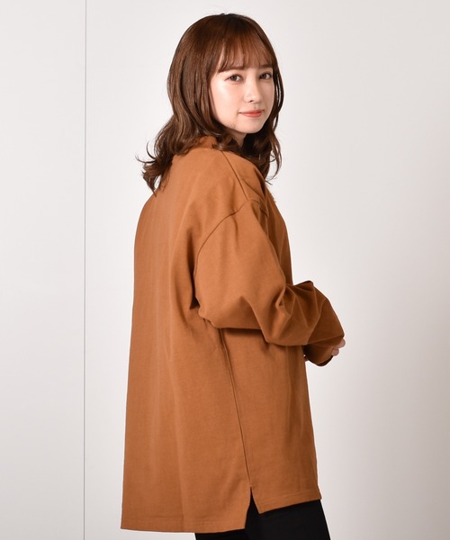 Starting Over（スターティングオーバー）の「OE天竺モックネックロングスリーブTシャツ　くすみカラー（Tシャツ/カットソー・メンズ・ブラック/ベージュ/パープル/ホワイト/テラコッタ/ライトベージュ/サックスブルー/ライトパープル/チャコール/グリーン・M/L/XL）」の5枚目の写真