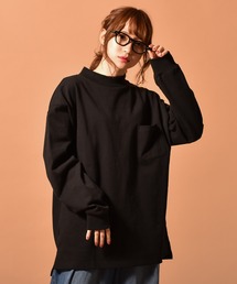 OE天竺モックネックロングスリーブTシャツ くすみカラー