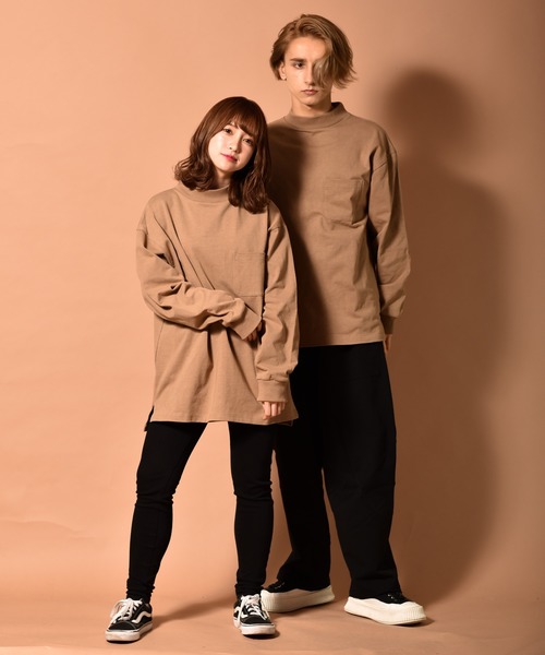 Starting Over（スターティングオーバー）の「OE天竺モックネックロングスリーブTシャツ　くすみカラー（Tシャツ/カットソー・メンズ・ブラック/ベージュ/パープル/ホワイト/テラコッタ/ライトベージュ/サックスブルー/ライトパープル/チャコール/グリーン・M/L/XL）」の15枚目の写真