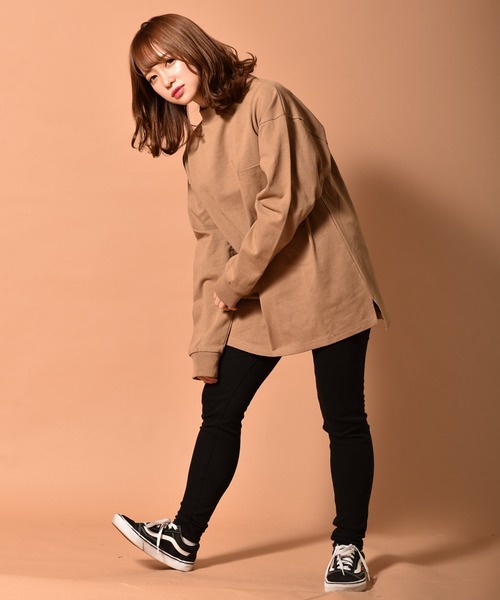 セール】OE天竺モックネックロングスリーブTシャツ くすみカラー（T