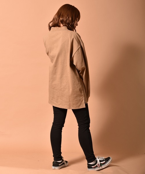 Starting Over（スターティングオーバー）の「OE天竺モックネックロングスリーブTシャツ　くすみカラー（Tシャツ/カットソー・メンズ・ブラック/ベージュ/パープル/ホワイト/テラコッタ/ライトベージュ/サックスブルー/ライトパープル/チャコール/グリーン・M/L/XL）」の19枚目の写真