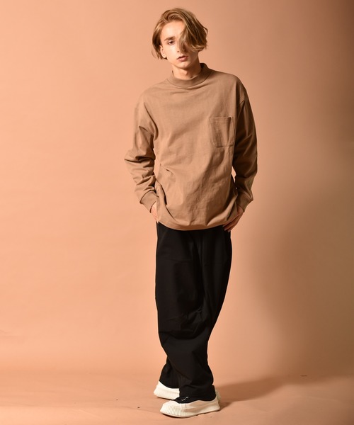 Starting Over（スターティングオーバー）の「OE天竺モックネックロングスリーブTシャツ　くすみカラー（Tシャツ/カットソー・メンズ・ブラック/ベージュ/パープル/ホワイト/テラコッタ/ライトベージュ/サックスブルー/ライトパープル/チャコール/グリーン・M/L/XL）」の18枚目の写真